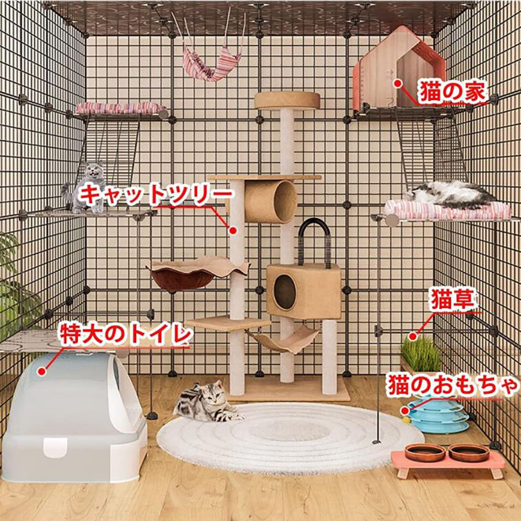Cat Cage Indoor Playpen Metal Wire Kennel Small Animal Crate I5660