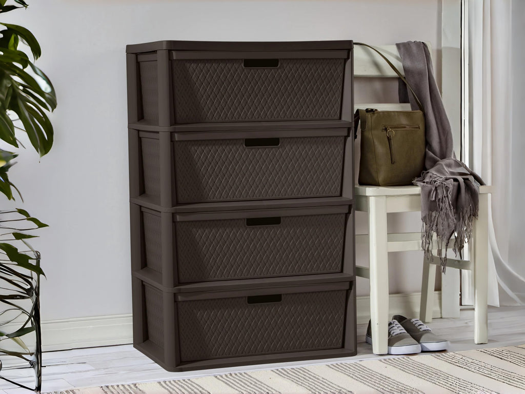 Brown 4 Drawer Plastic Storage Dresser S25214