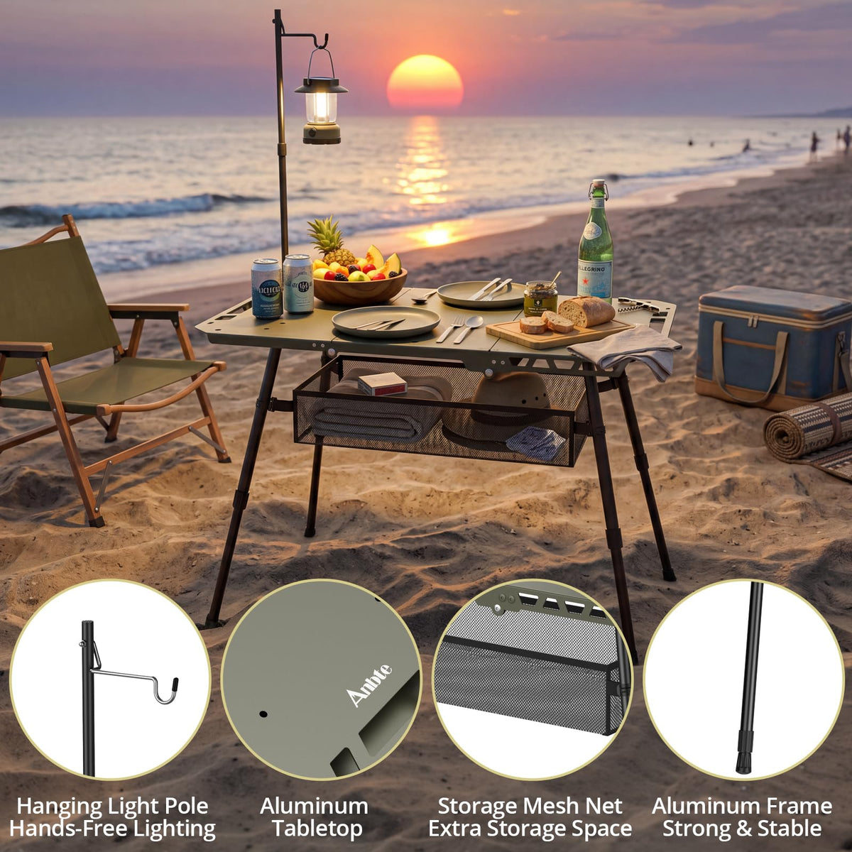 Adjustable Aluminum Folding Camping Table L5976