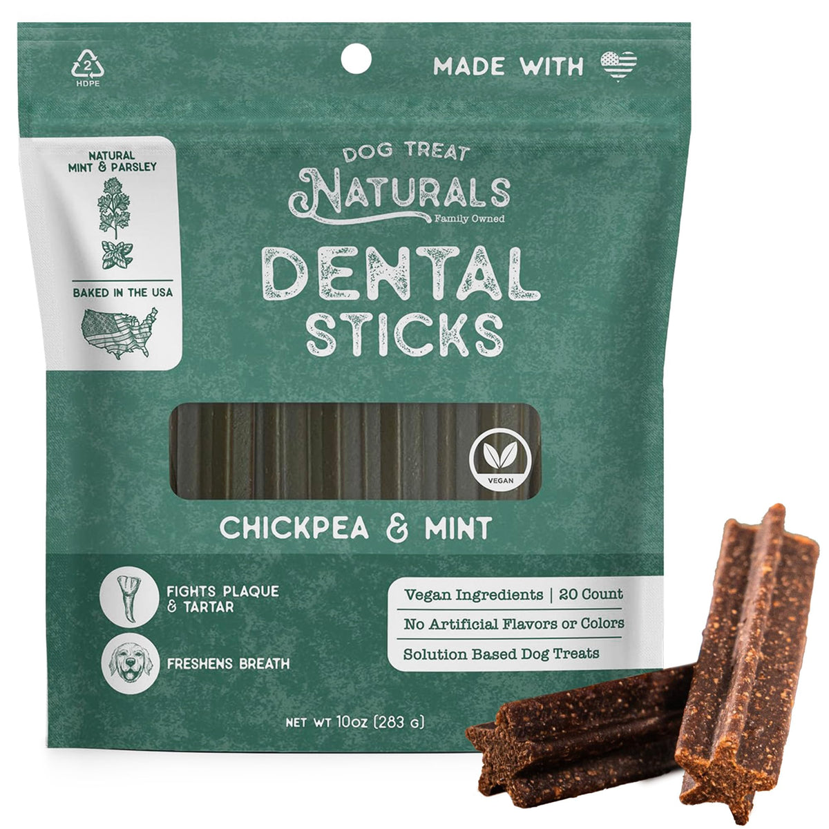 Chickpea & Mint Dental Sticks Dog Treats 10oz 20ct Q580