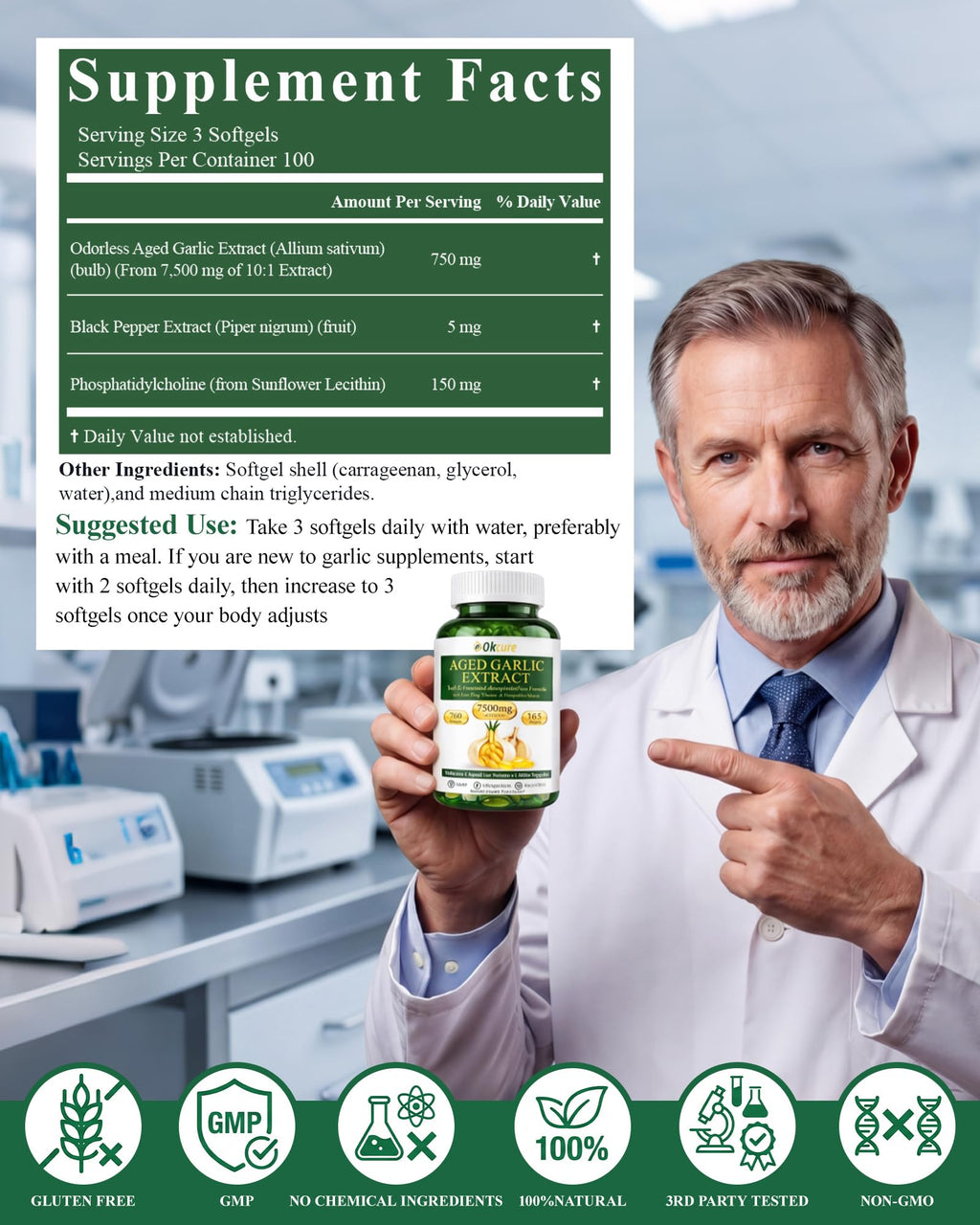 Odorless Garlic Supplement 300 Softgels Q4479