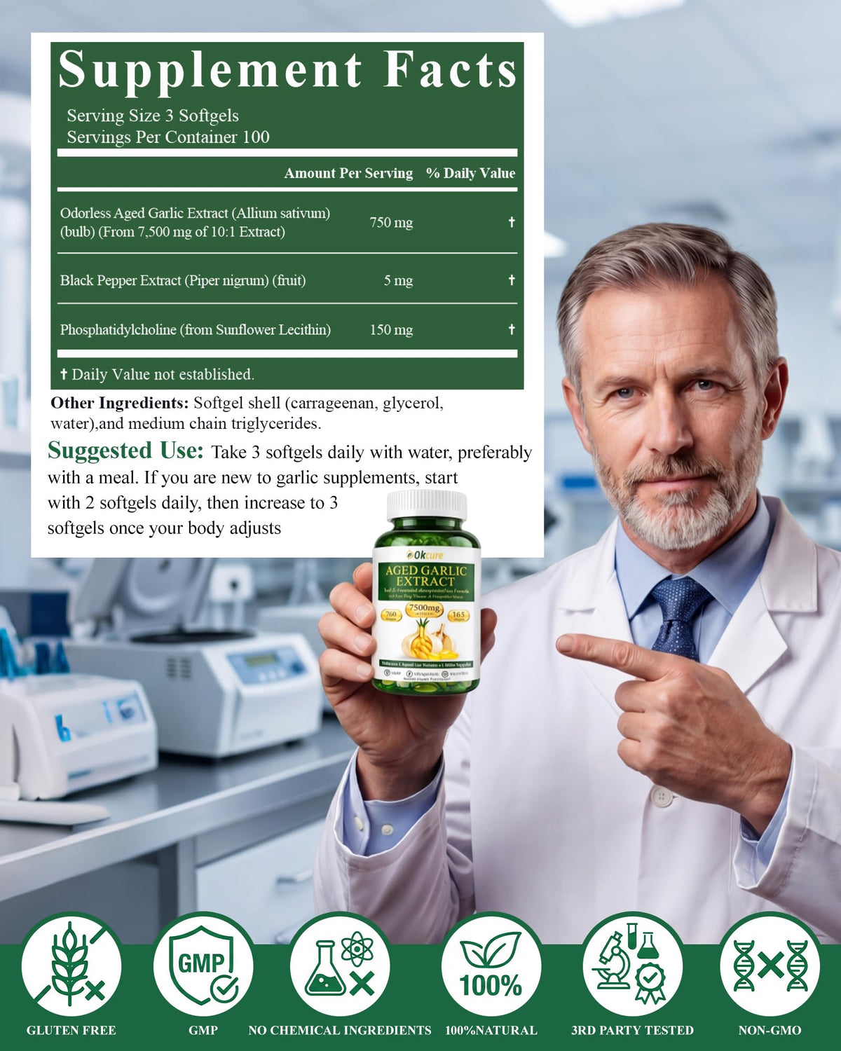 Odorless Garlic Supplement 300 Softgels Q4479
