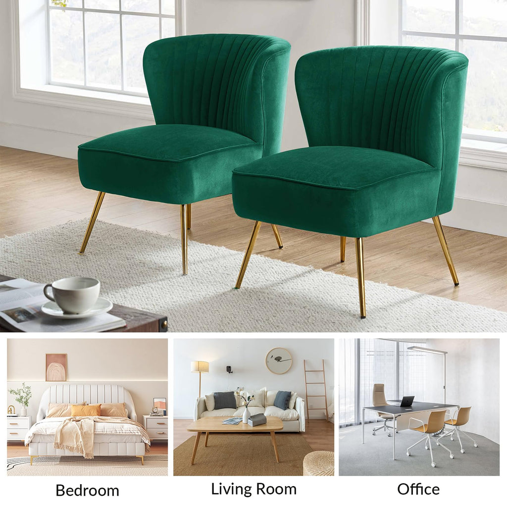 Velvet Accent Chair Set of 2 Green Z98591