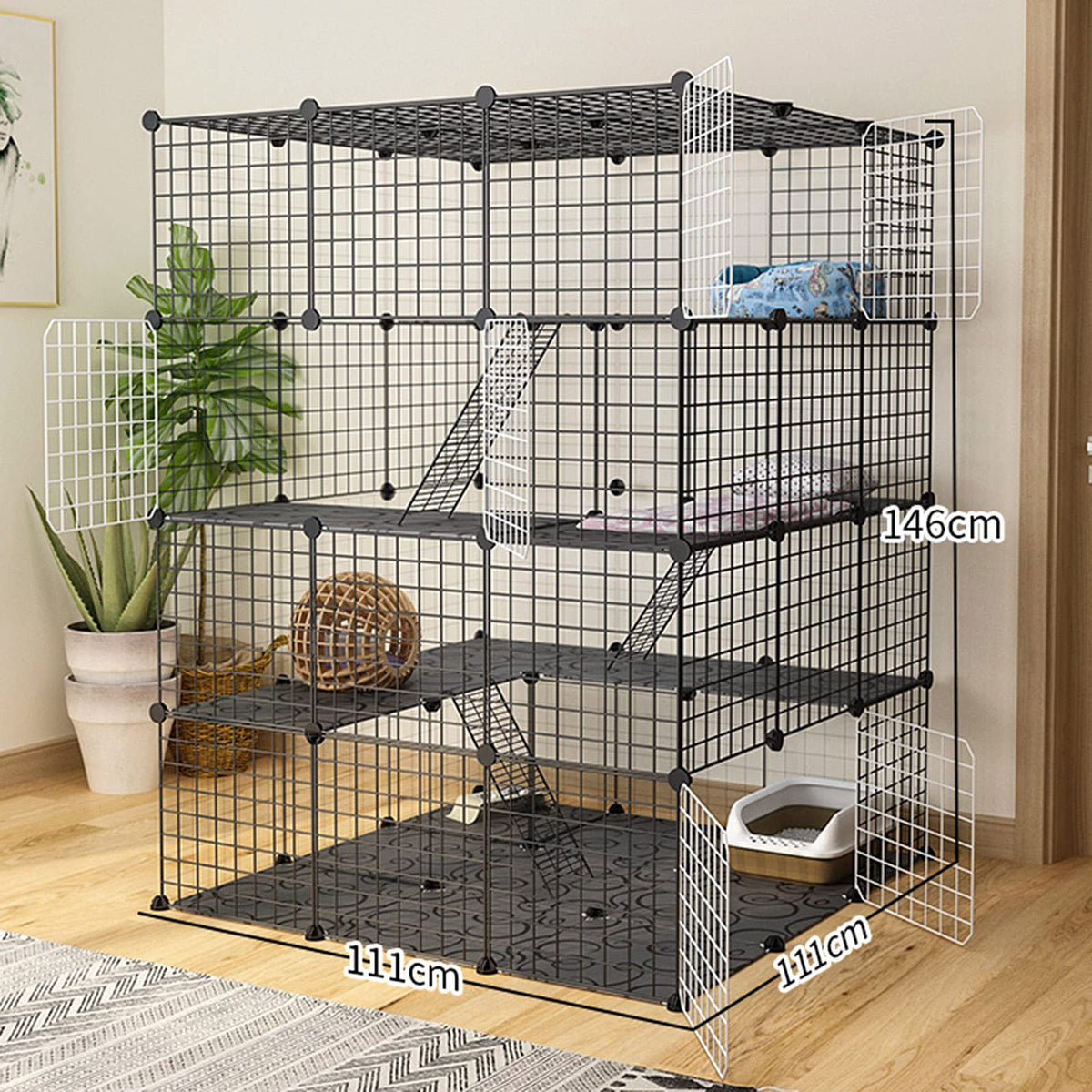 Cat Cage Indoor Playpen Metal Wire Kennel Small Animal Crate I5660