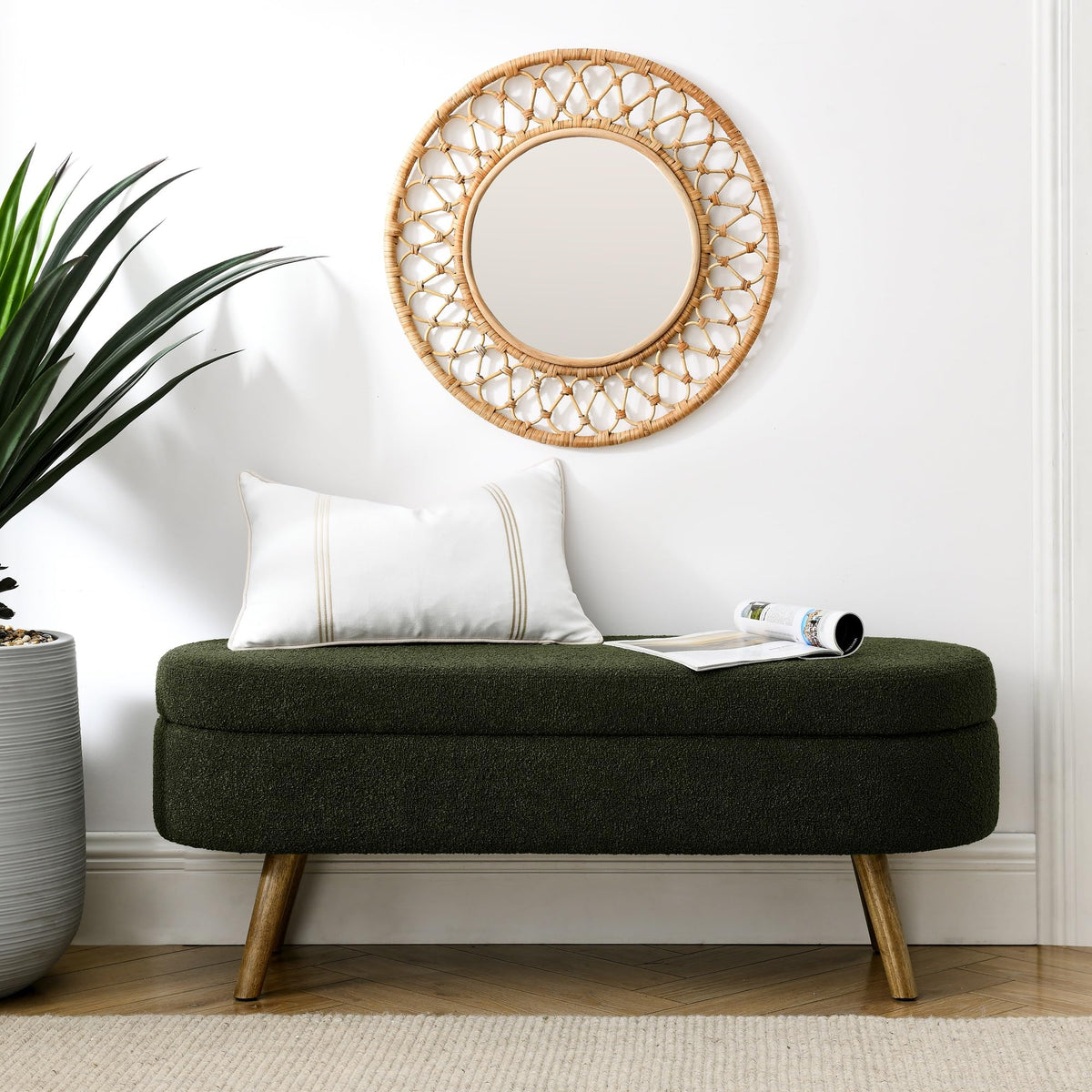 Green Oval Storage Ottoman Bench F246560