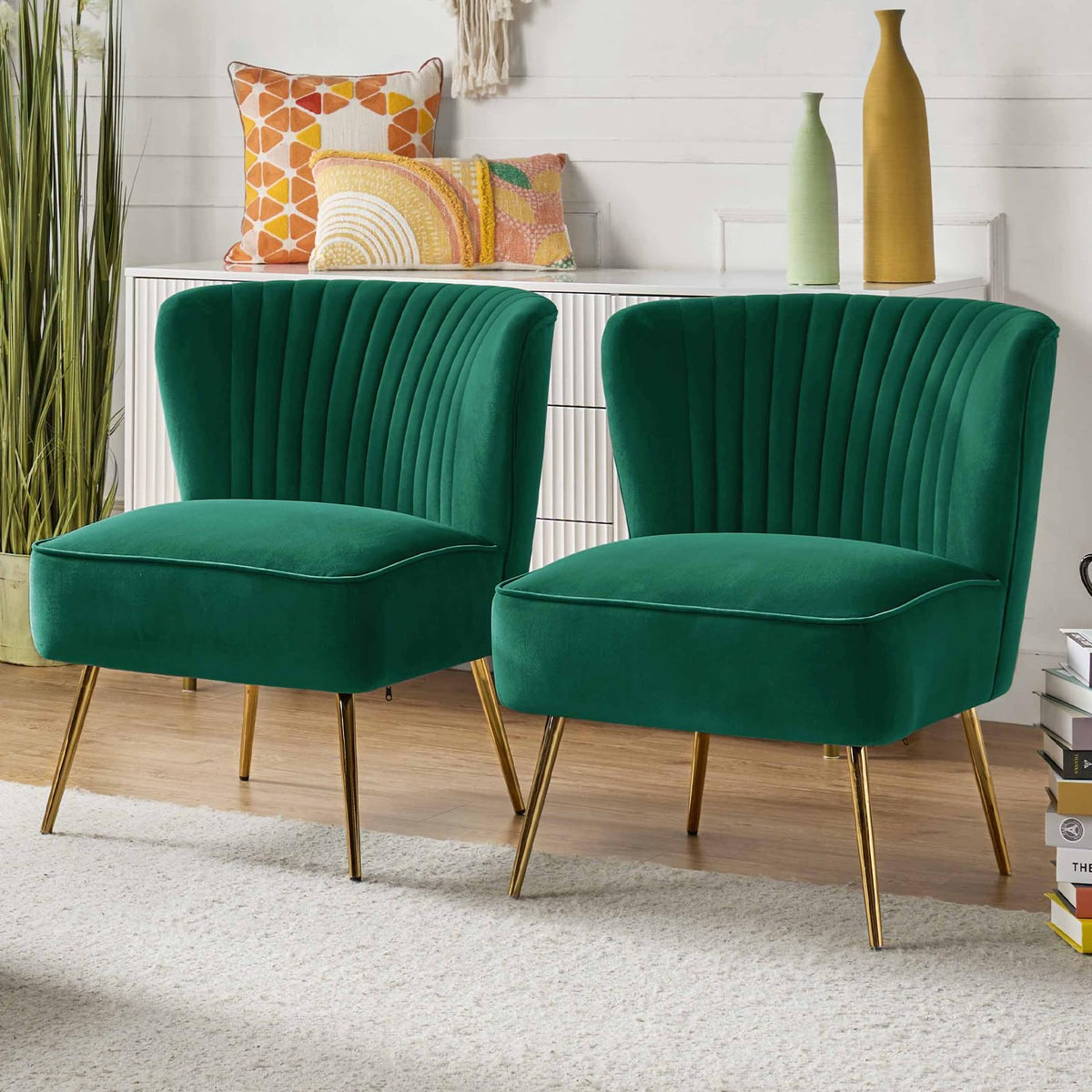Velvet Accent Chair Set of 2 Green Z98591