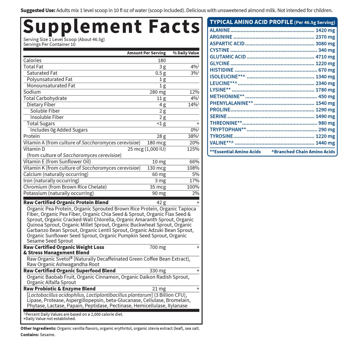 Organic Vegan Protein Powder Vanilla 10 Servings Q536640