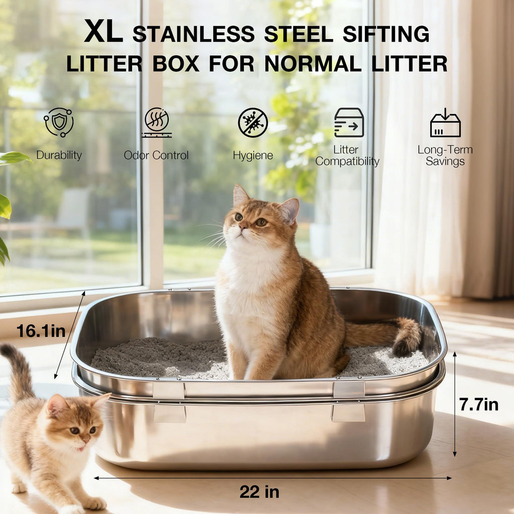 Stainless Steel Sifting Cat Litter Box H3807