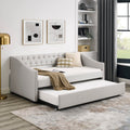 Upholstered Button Tufted Twin Size Daybed with Trundle A70129