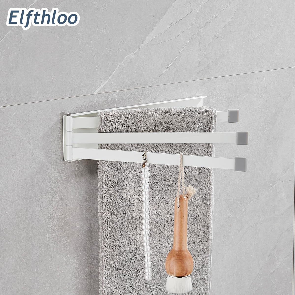 Swivel Kitchen Towel Rack 3-Arm White P71510