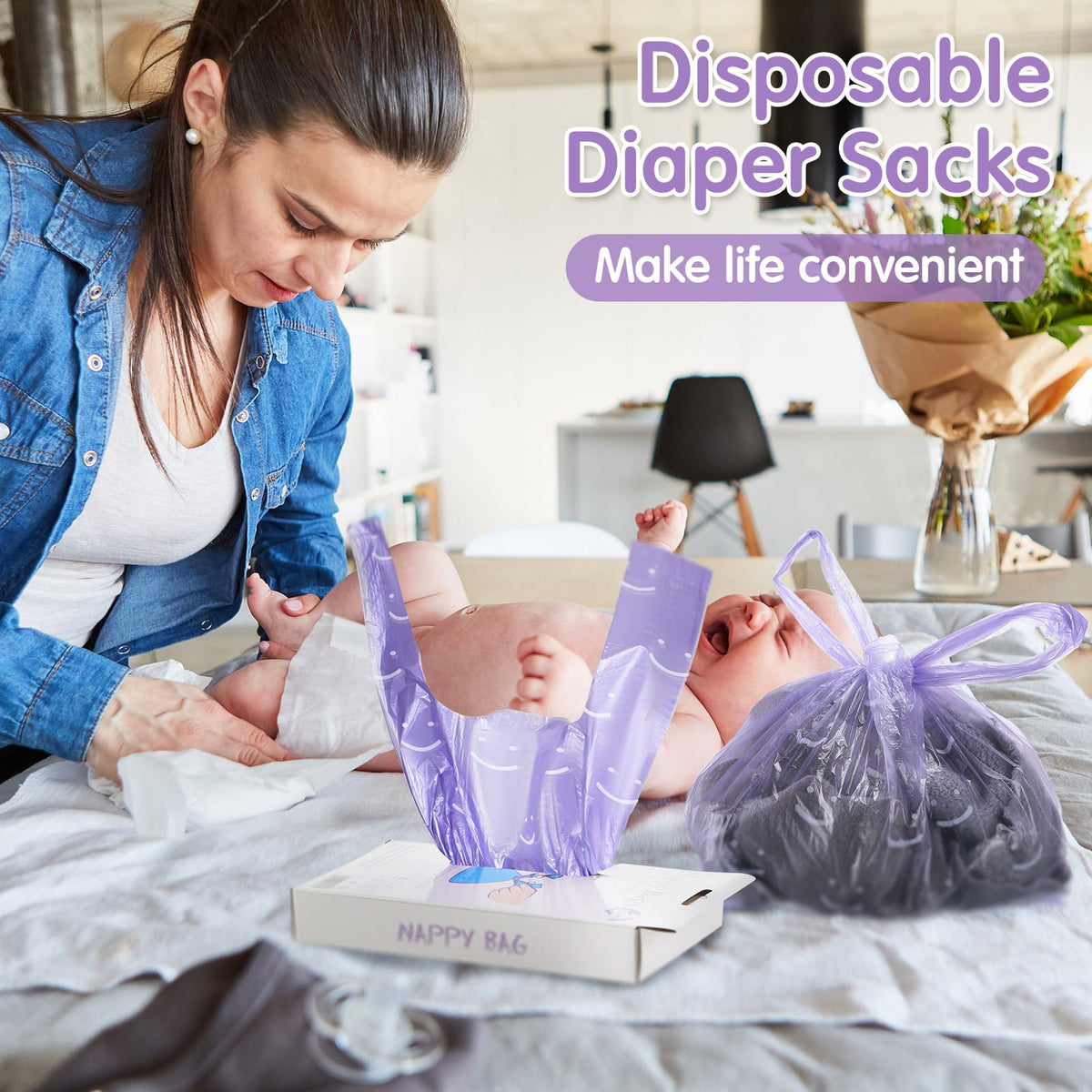 1600 Count Scented Disposable Diaper Bags with Tie Handle Y442797
