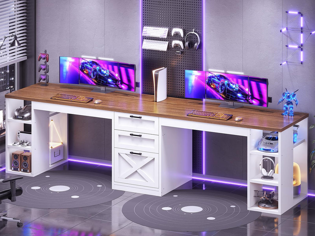 96.5" 2 Person Computer Desk with Storage Drawers B58861