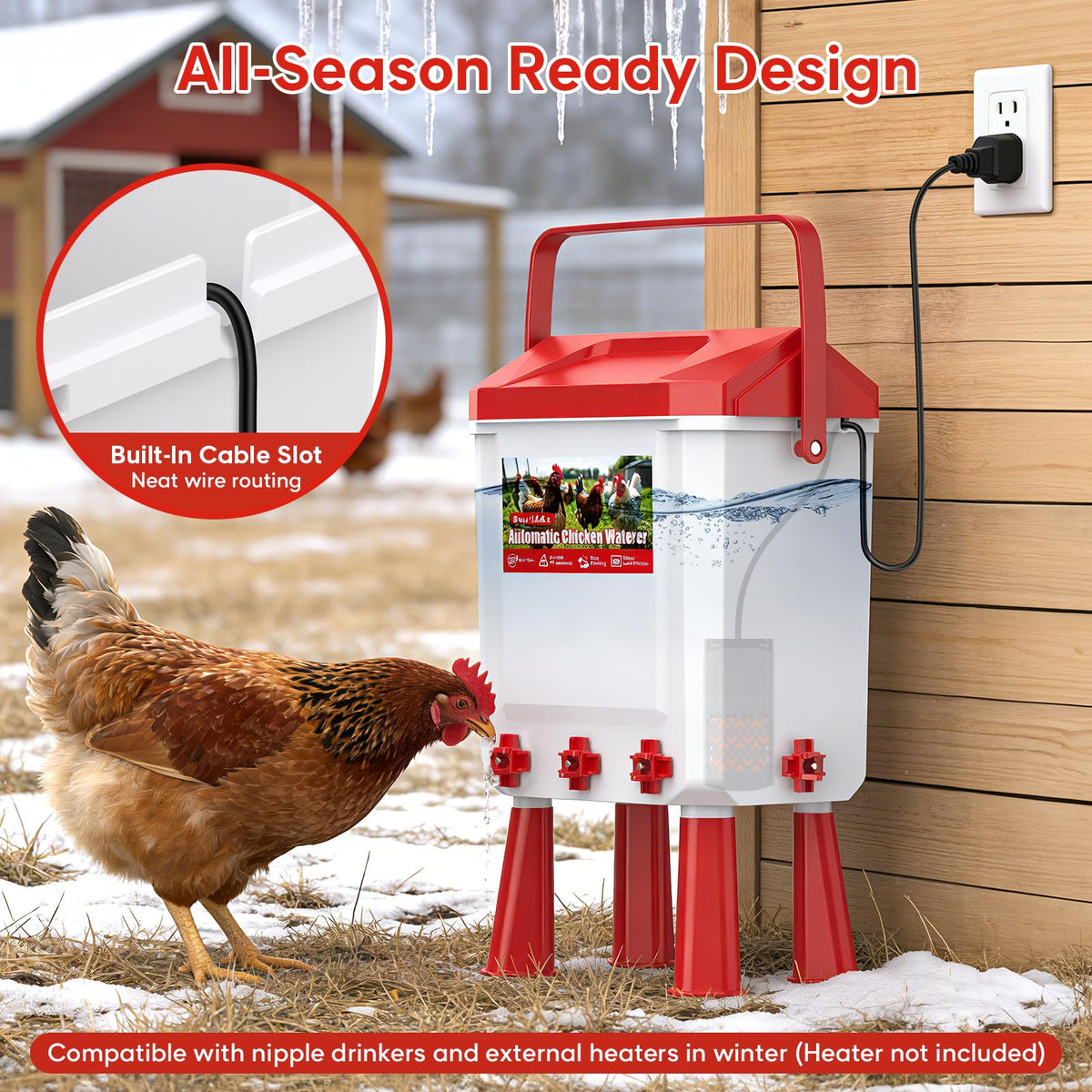 Automatic Chicken Waterer 3 Gallons with Float Valve C694