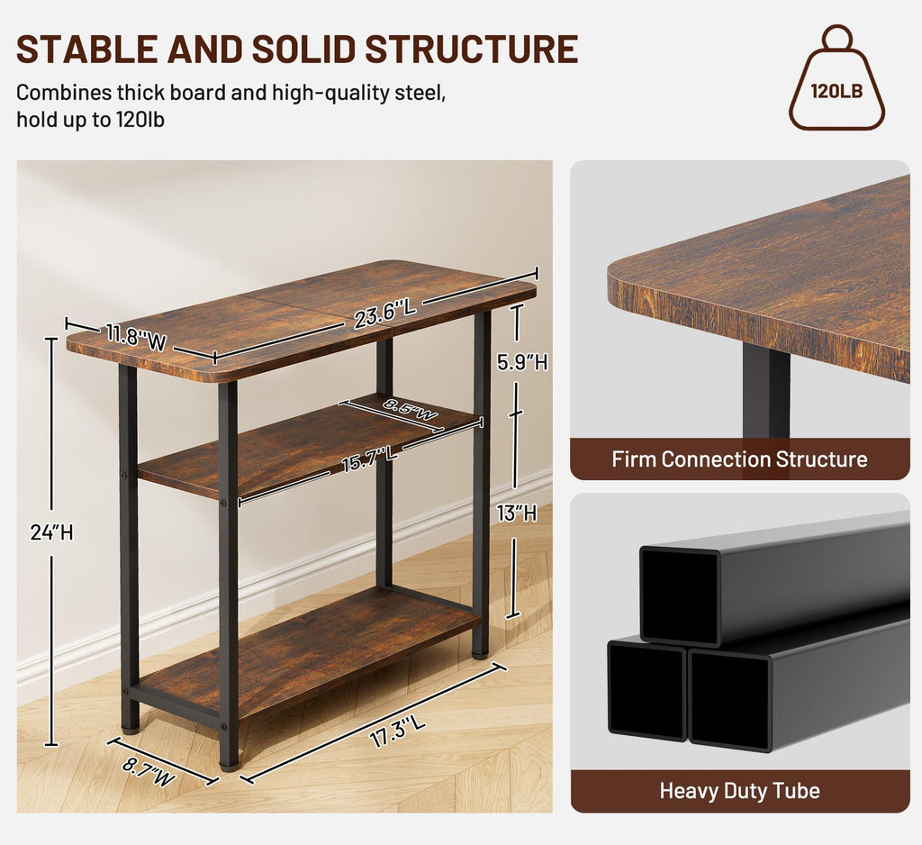 3-Tier Side Table with Storage Tabletop E90316