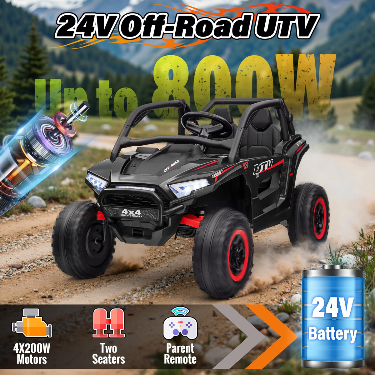 24V 2 Seater Off-Road UTV Ride on Car with Remote Control G176