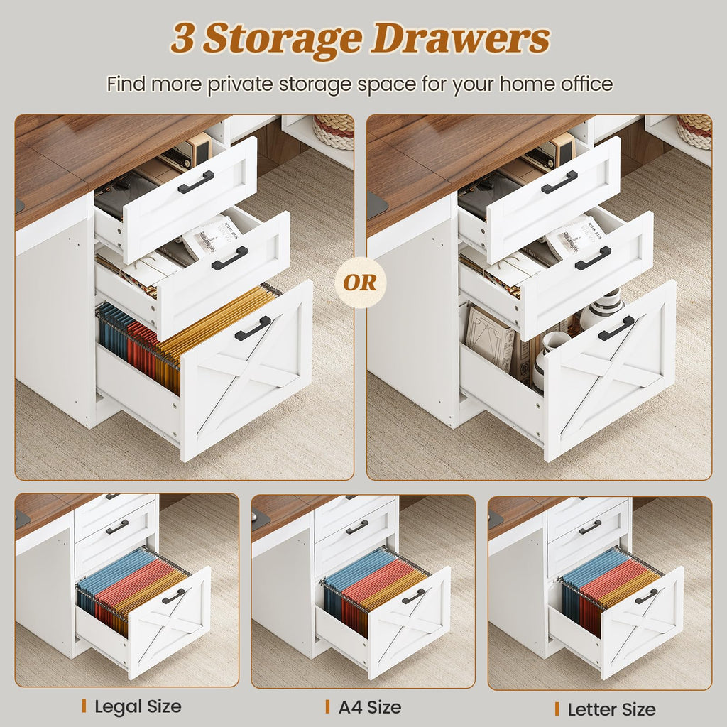 96.5" 2 Person Computer Desk with Storage Drawers B58861