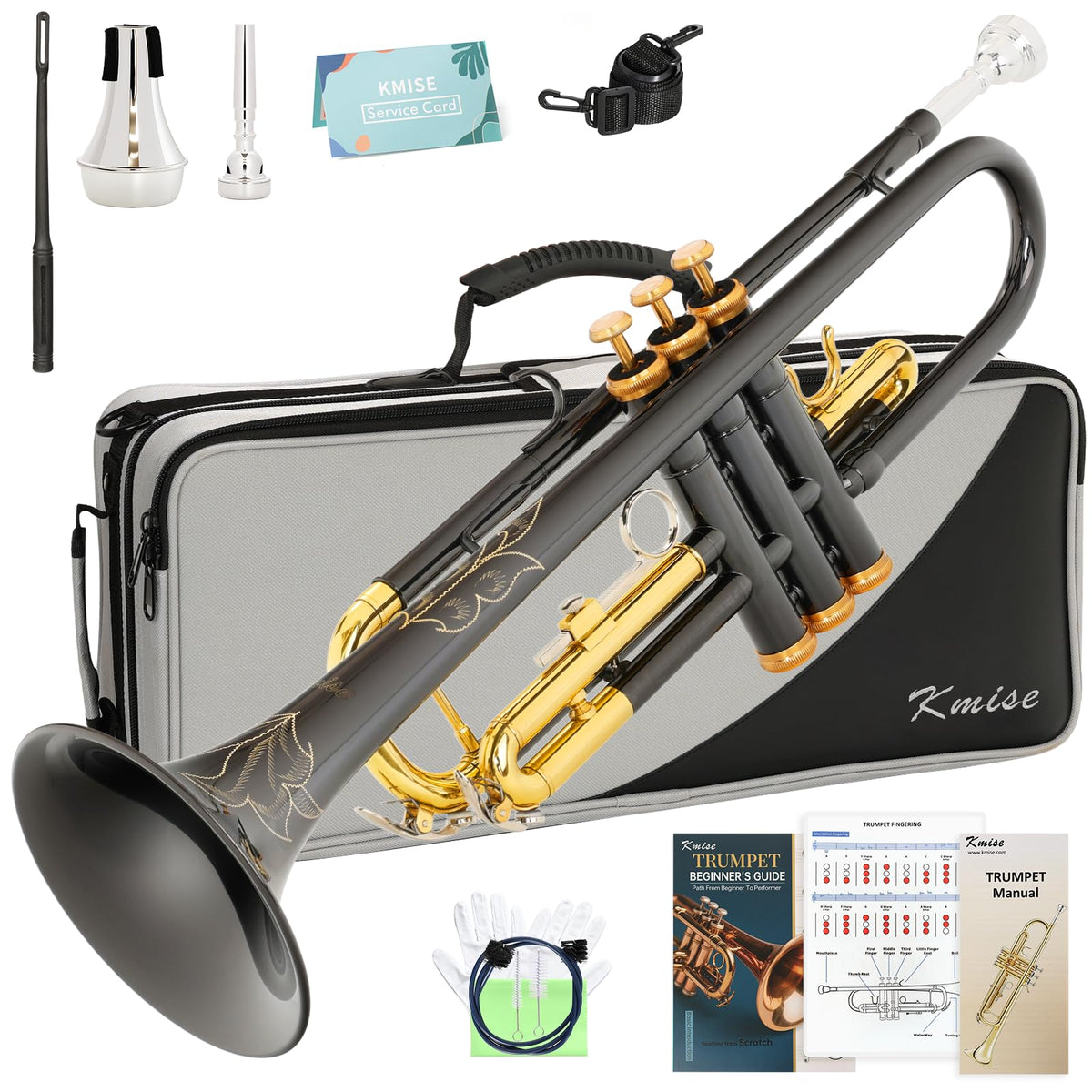 Bb Standard Trumpet with Case, Mouthpiece, Mute, Cleaning Kit A6275