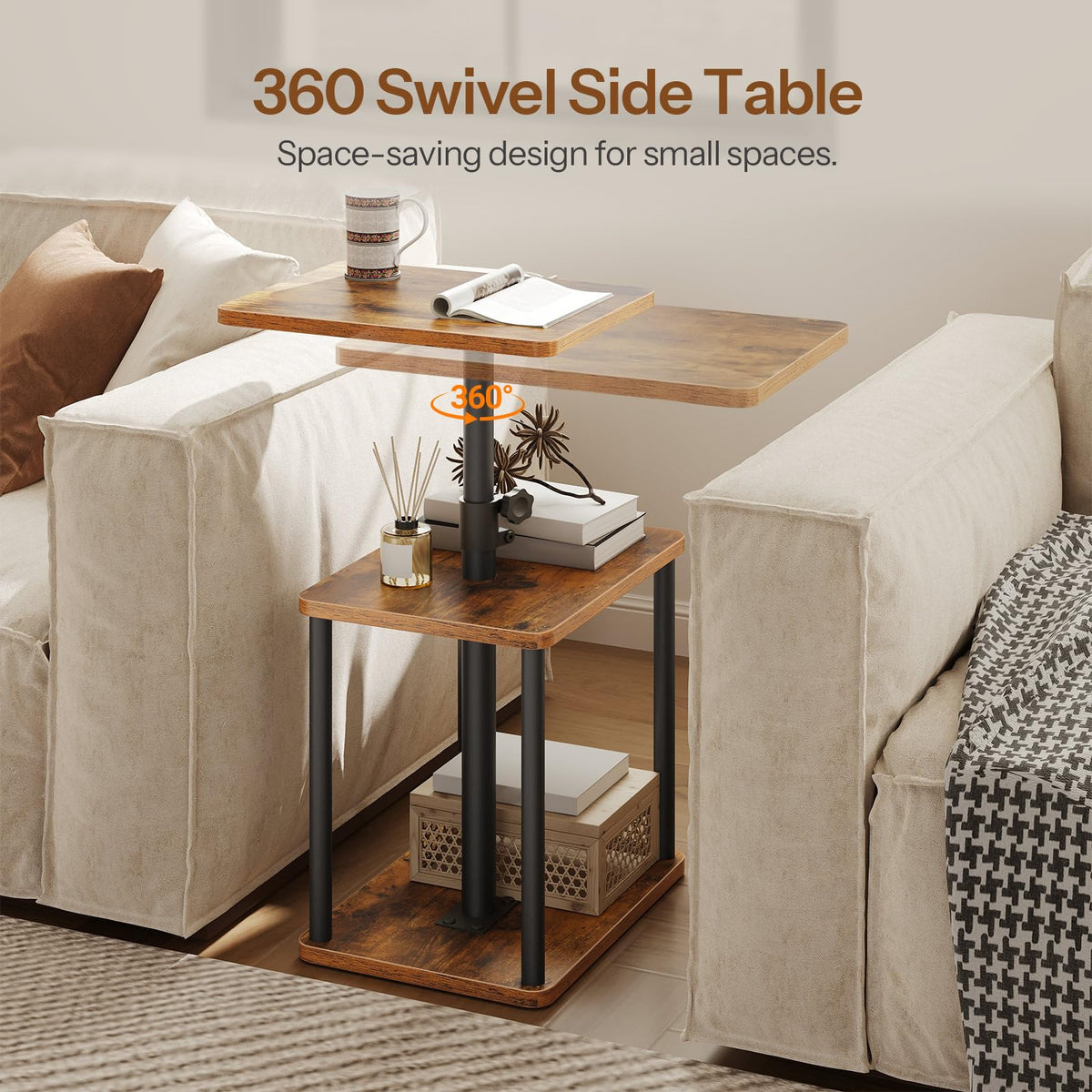 360° Rotating Height Adjustable End Table J840730