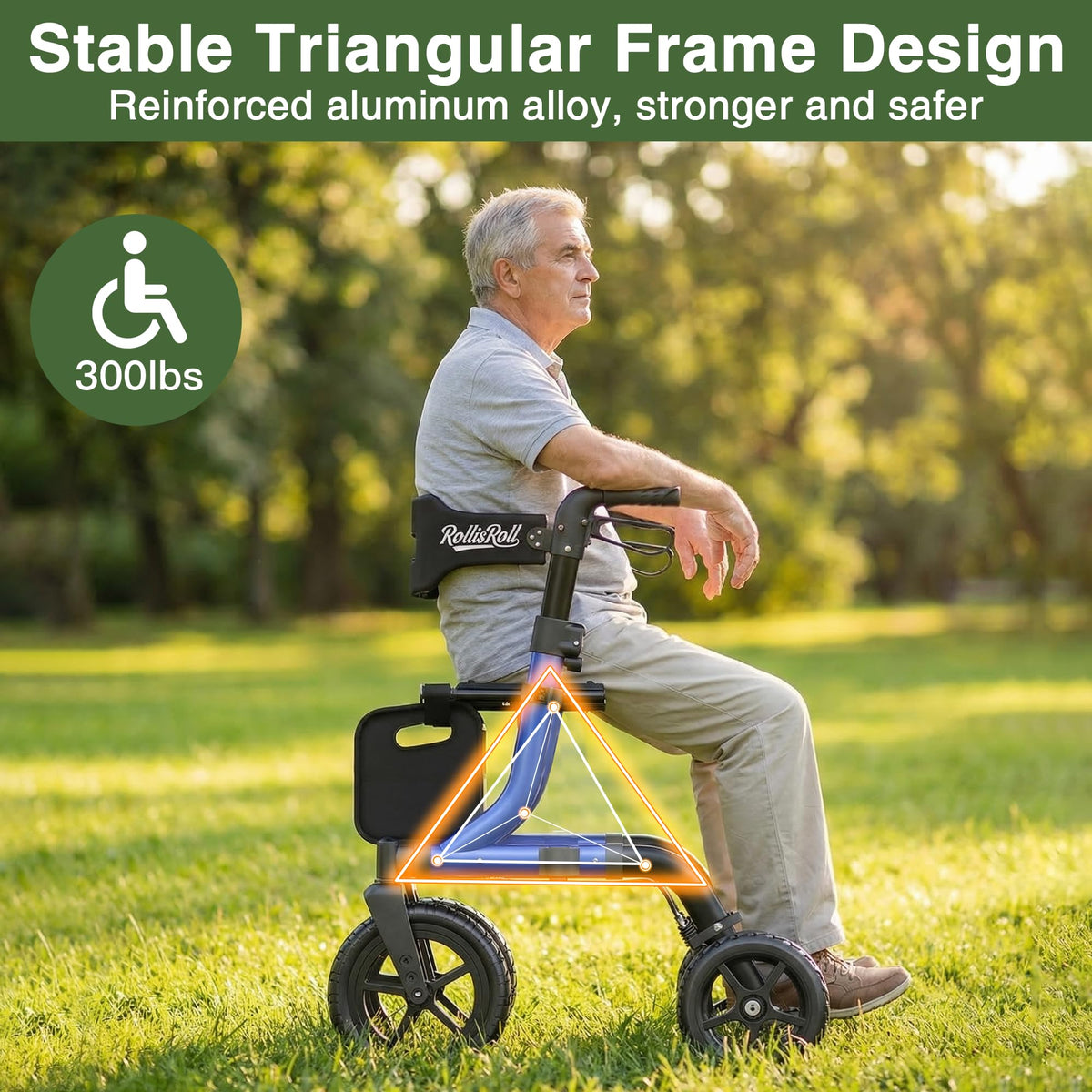 Blue Foldable Rollator Walker with Seat V562