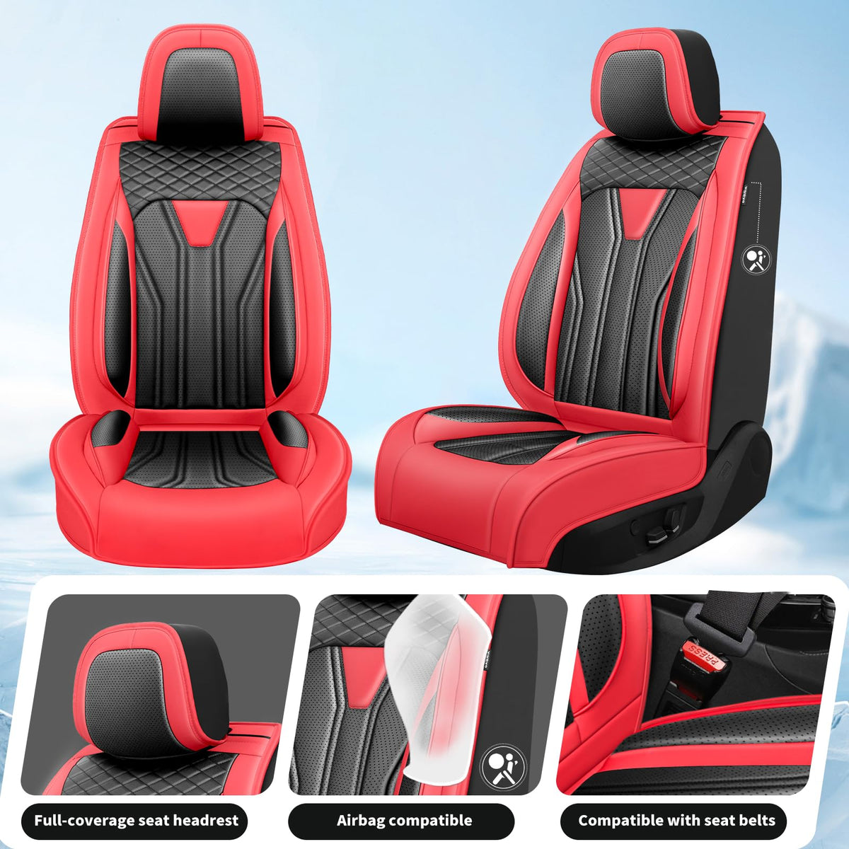 Red & Black Car Seat Covers F14019
