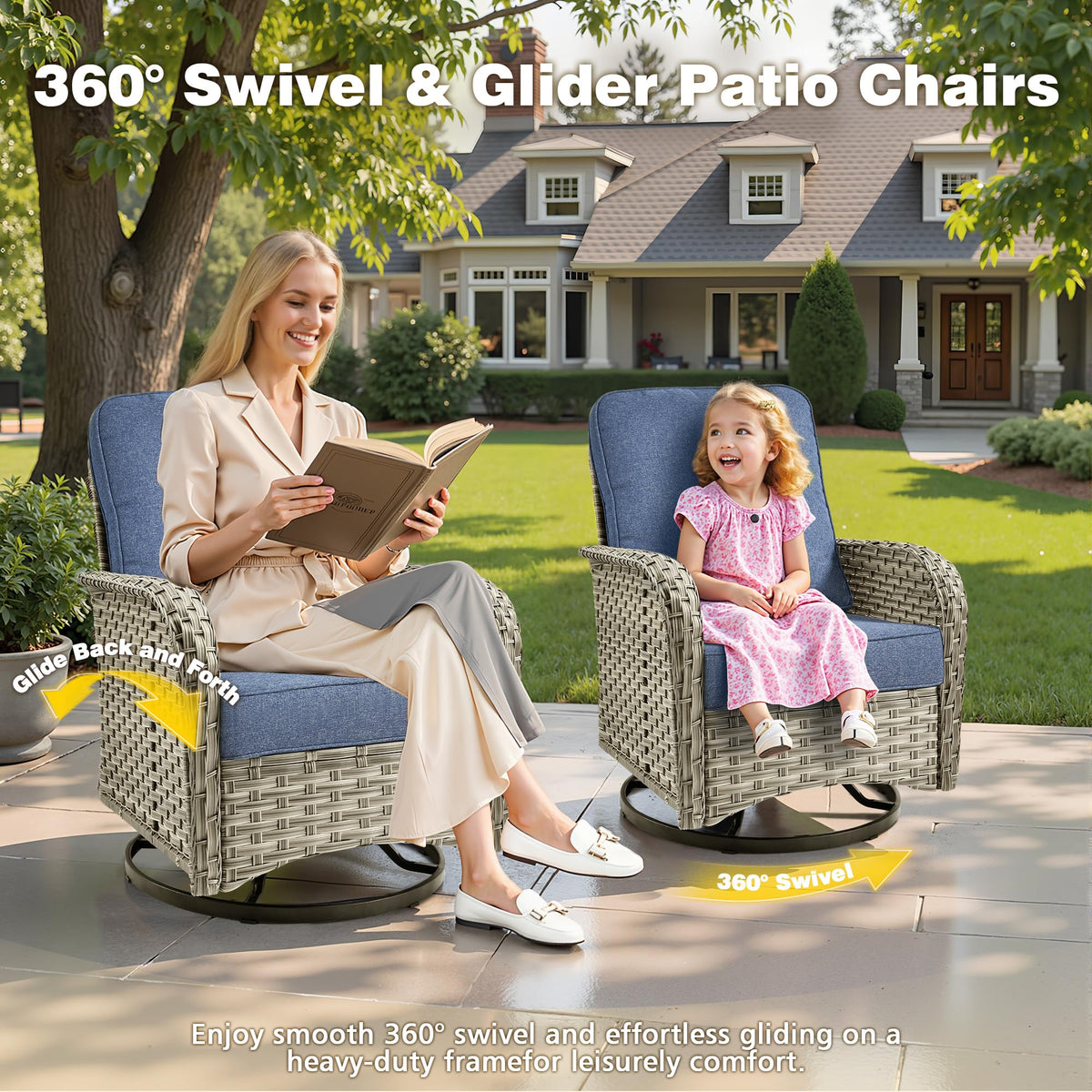 All Weather Wicker 5 PCS Outdoor Sofa Set with Swivel Rocker Chairs K827726