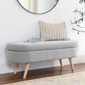 Linen Gray Upholstered Storage Ottoman Bench E517