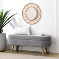Oval Storage Bench with Rubber Wood Legs, Gray N295