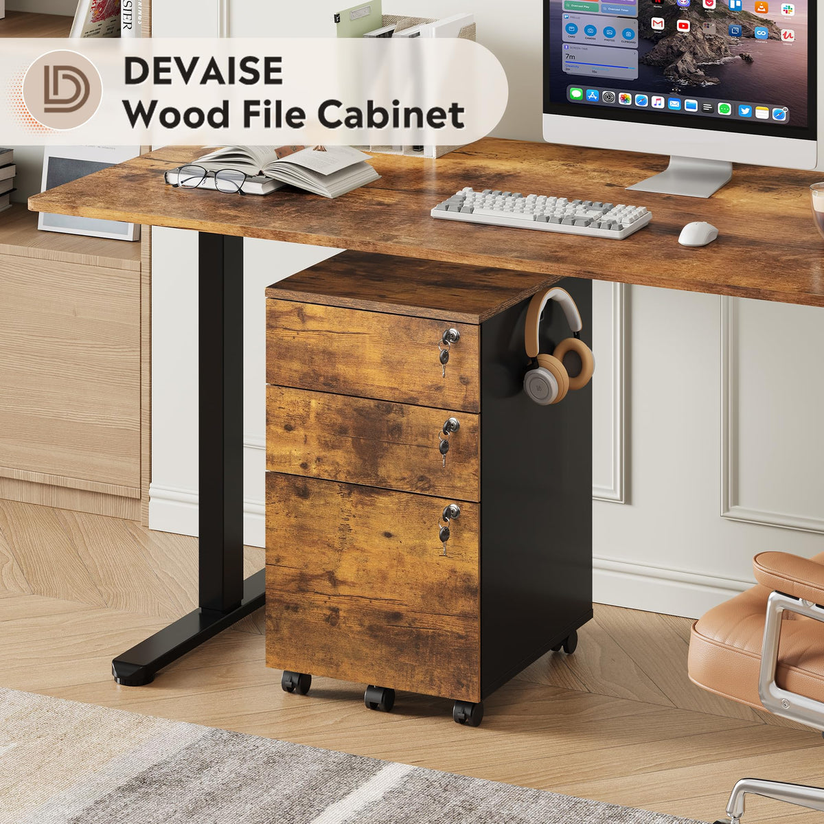 3 Drawer Wood File Cabinet with Locks Z37862