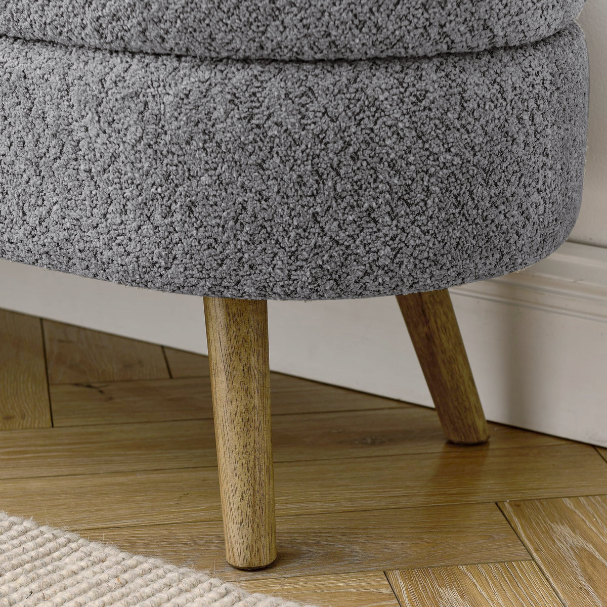 Oval Storage Bench with Rubber Wood Legs, Gray N295