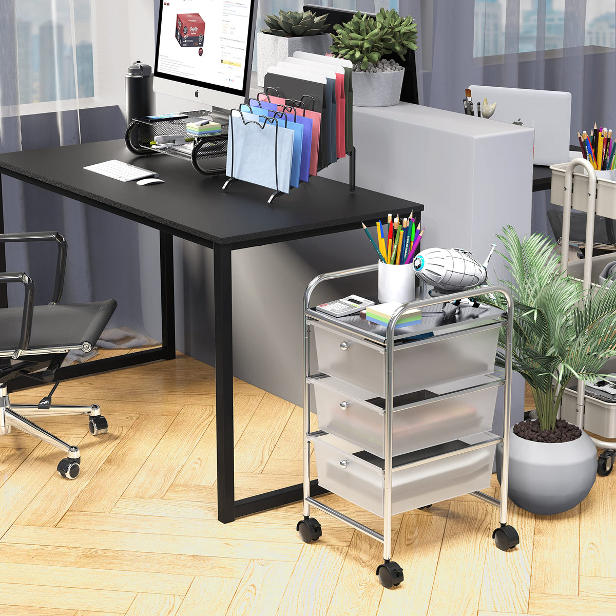 3 Drawers Rolling Utility Cart V89629