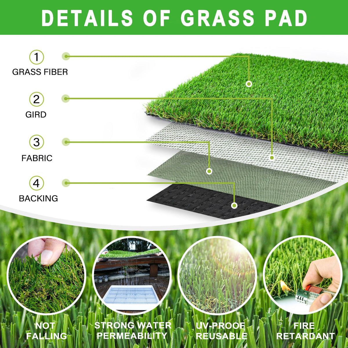 Indoor Fake Grass Pad with Tray V65053