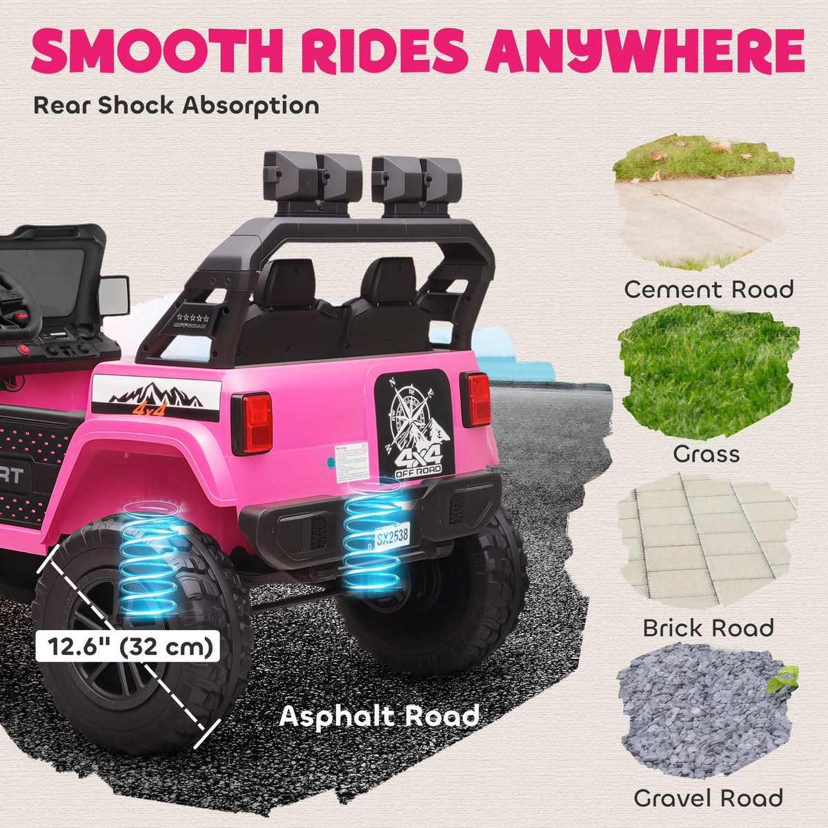 24V 2-Seater Kids Ride on Truck Car Pink L8928