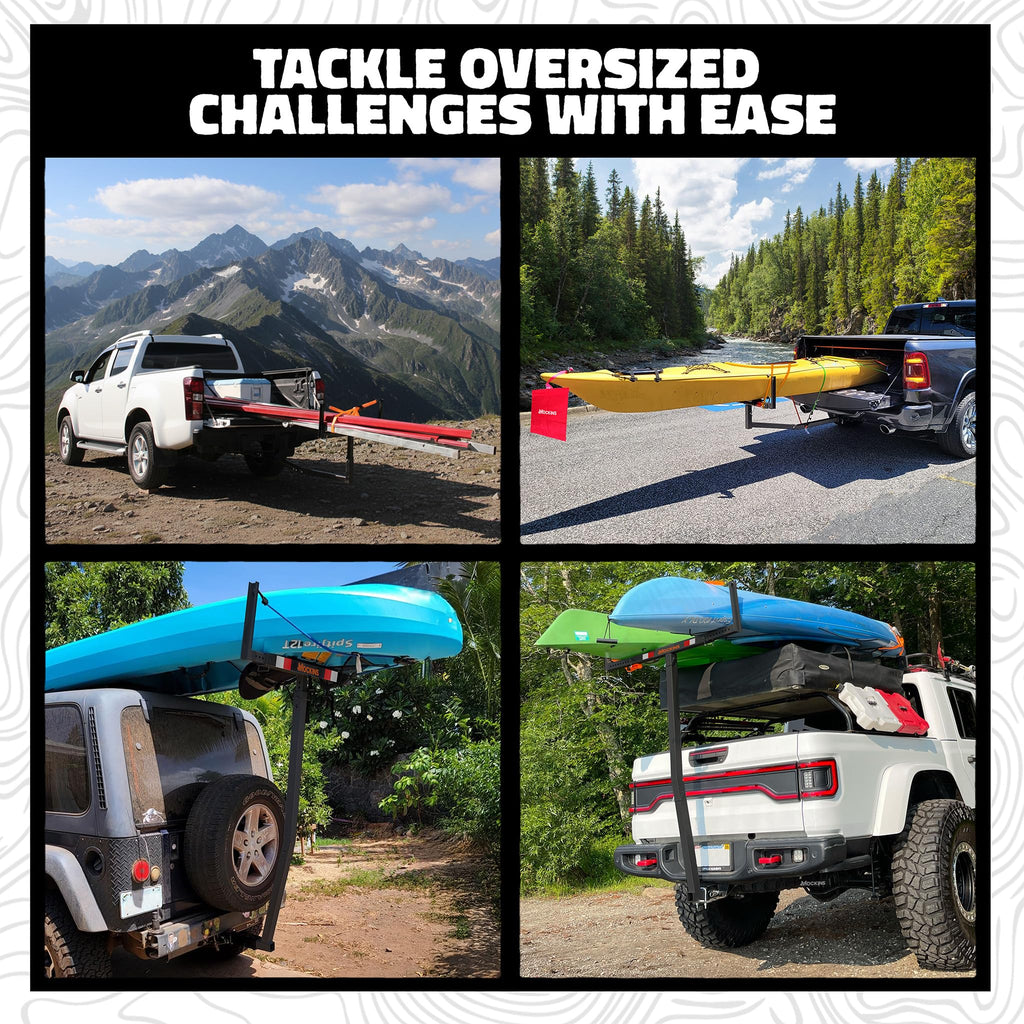 750 Lbs Cap Hitch Mount Truck Bed Extender with Stabilizer & Straps T40651
