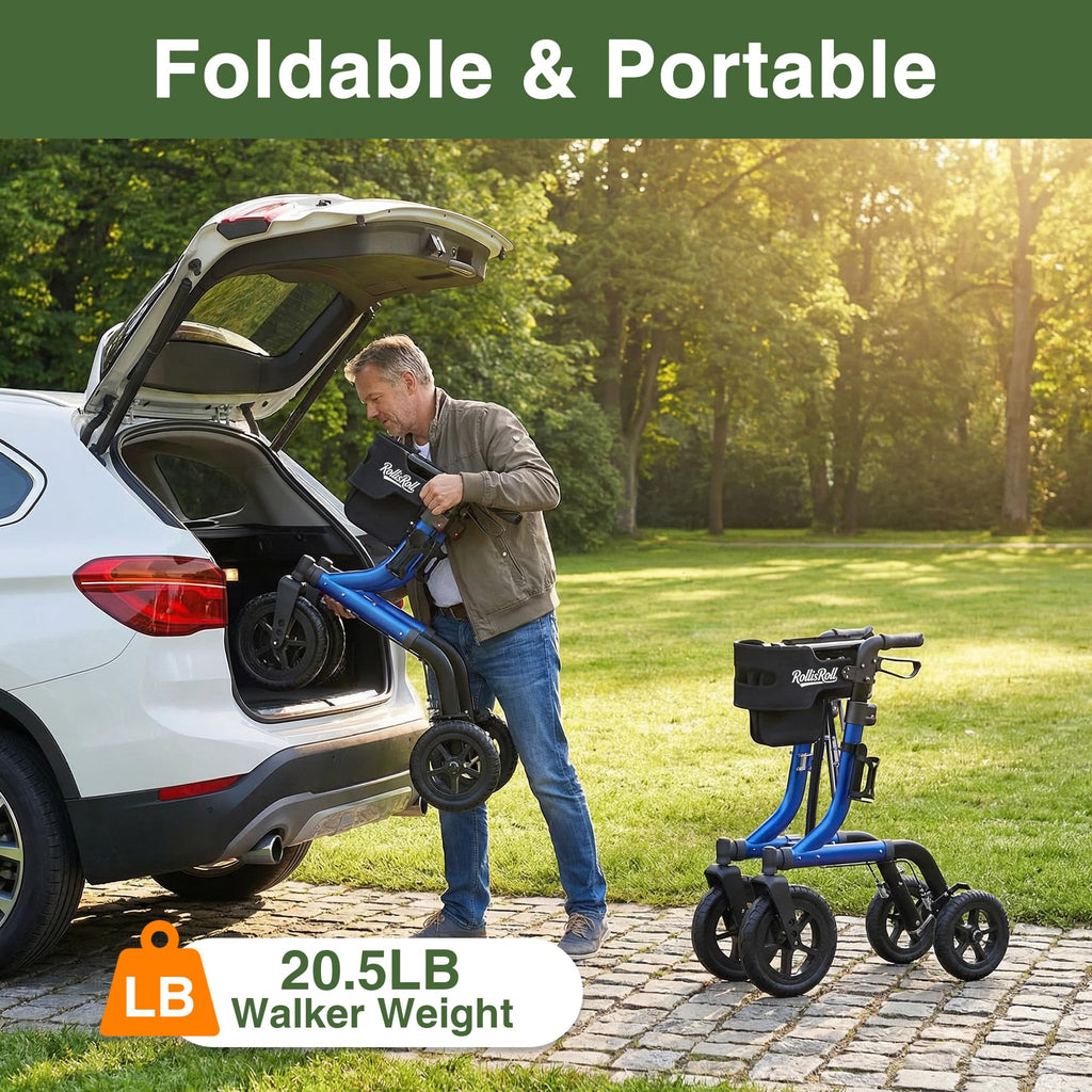Blue Foldable Rollator Walker with Seat V562