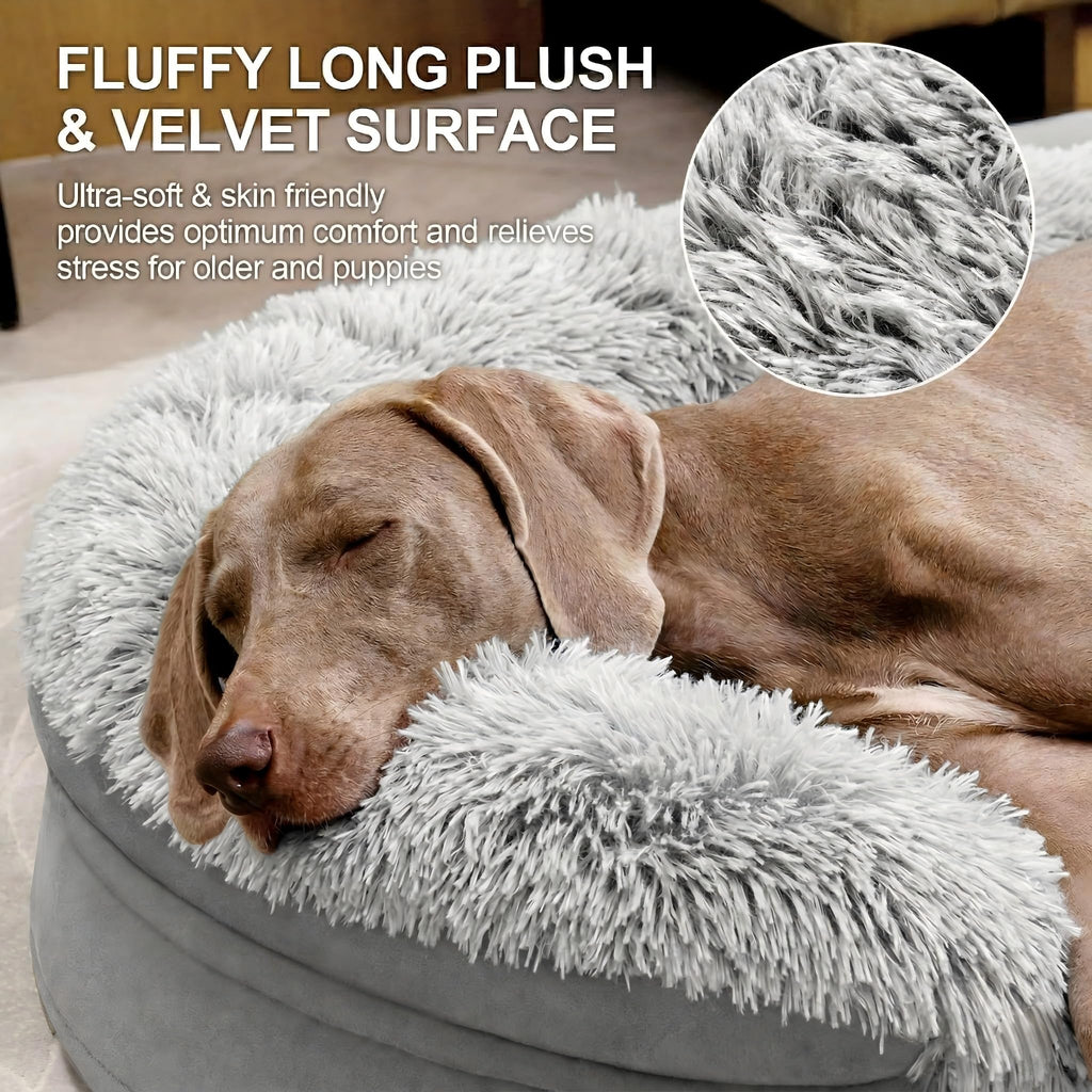 Fluffy Orthopedic Dog Bed with Washable Plush Cover, Grey B84033
