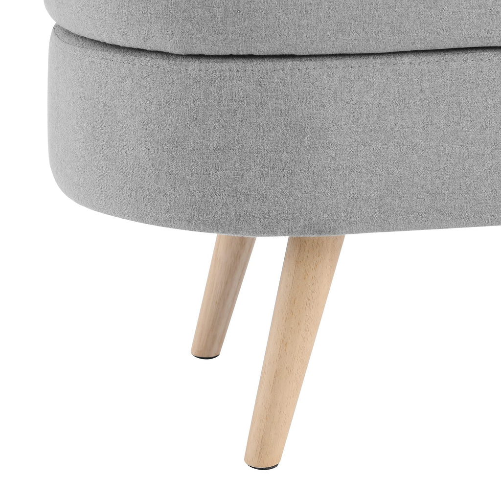 Linen Gray Upholstered Storage Ottoman Bench E517